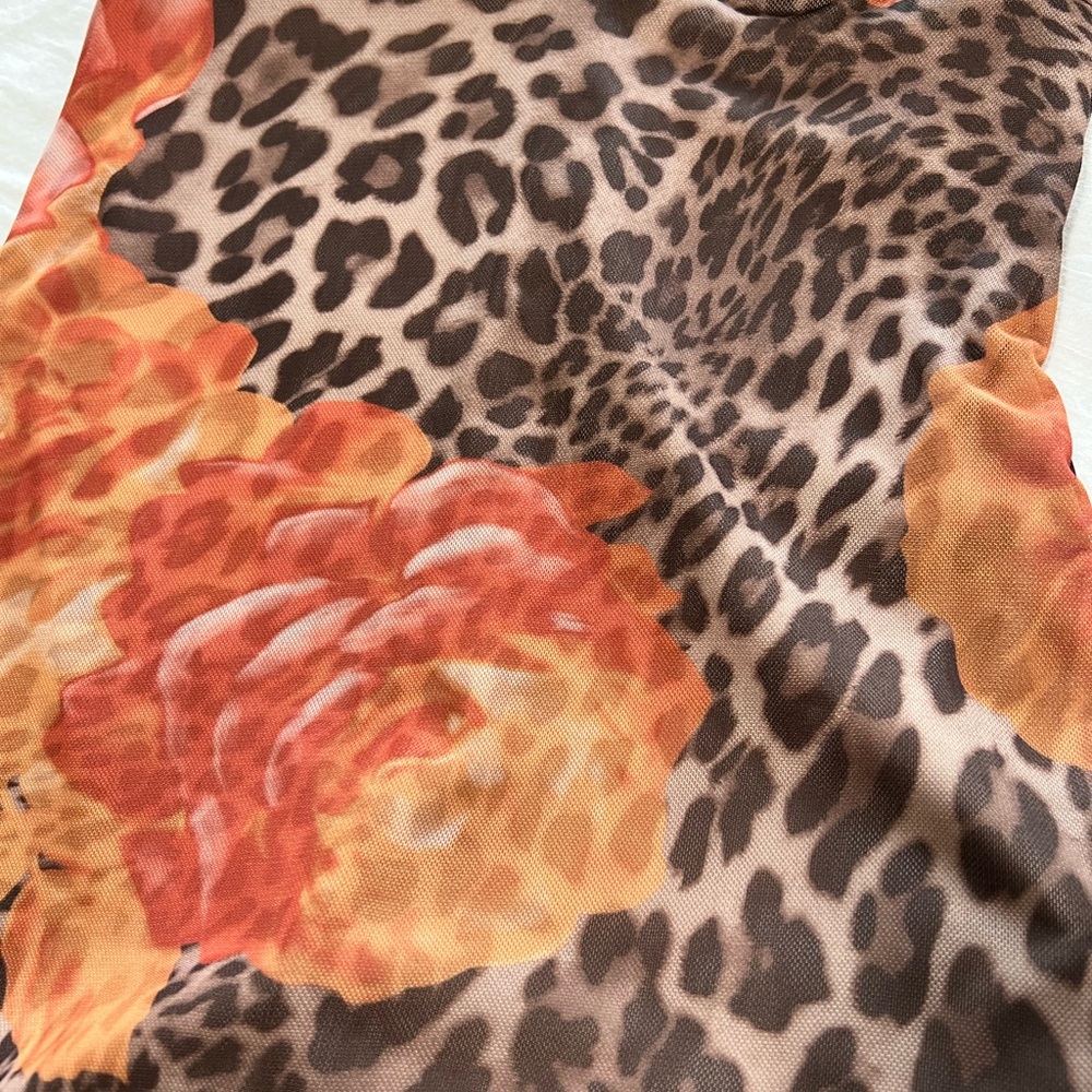 Blue Blush Leopard Print Mesh Maxi Dress with Floral Accents - Picture 8 of 10